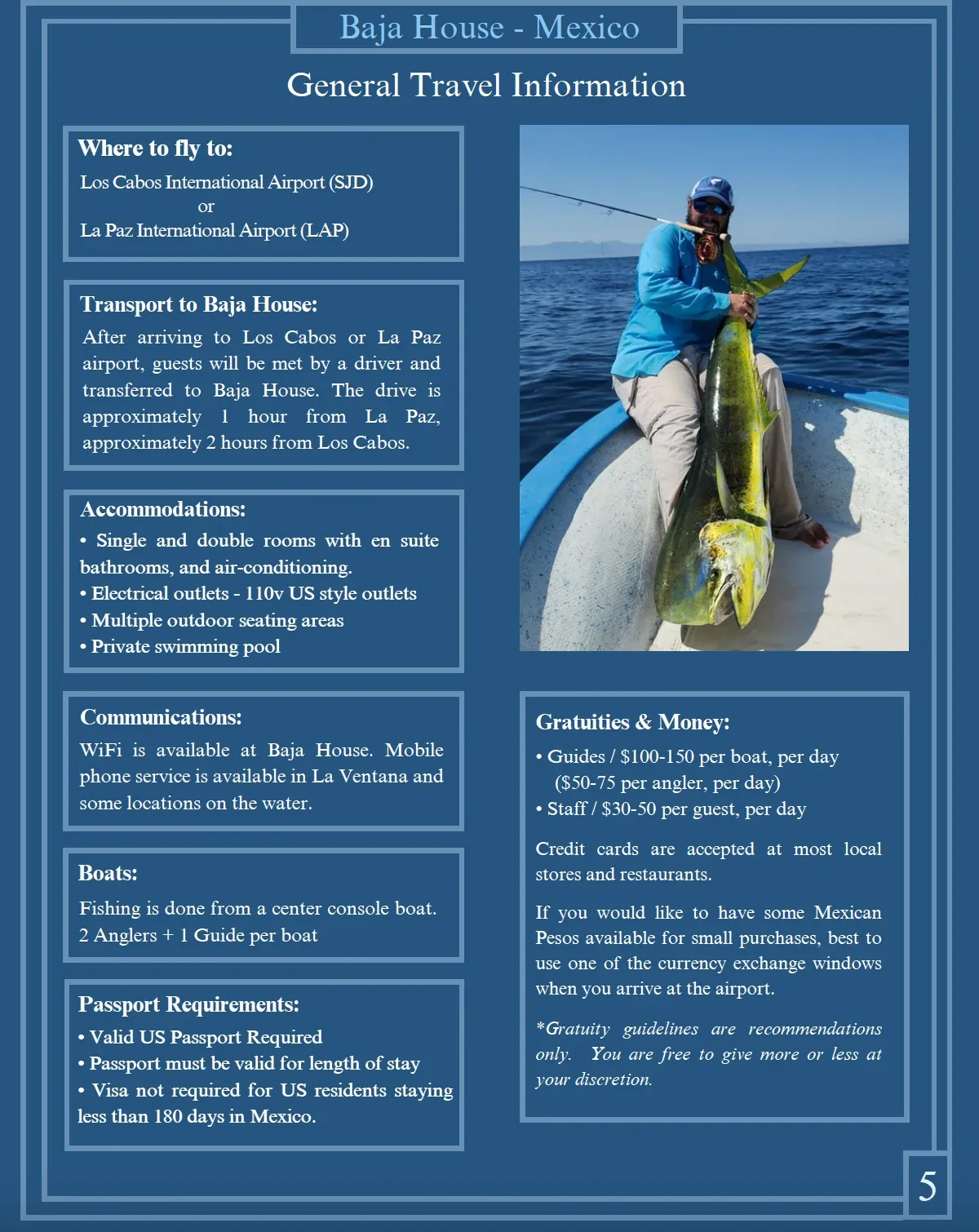 Page 5 of the Baja House pre-trip packet: General Travel Information